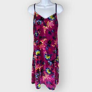 Anthropologie Shania Velvet Slip Dress | M | Violet Floral | Adj Straps | Boho